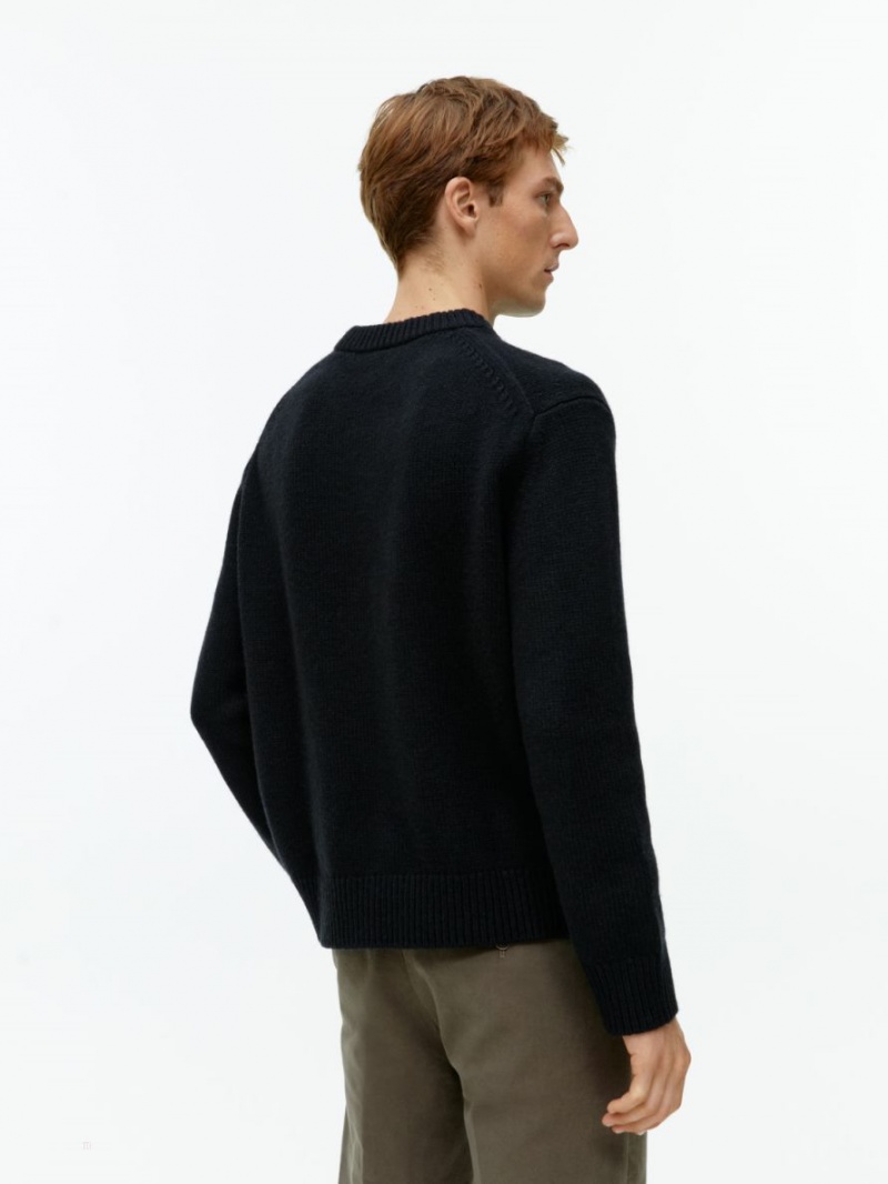 Pulover Arket Heavy Knit Lână Barbati Negrii | Romania-MRDP78456