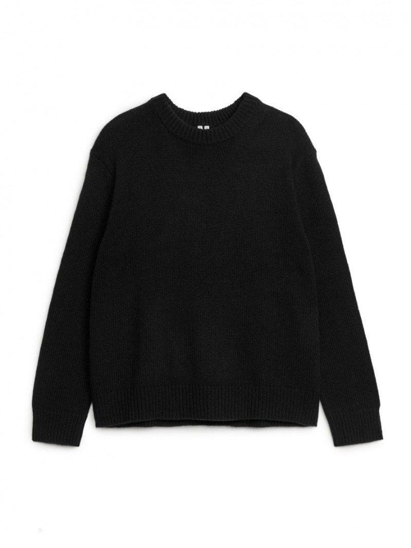 Pulover Arket Heavy Knit Lână Barbati Negrii | Romania-MRDP78456