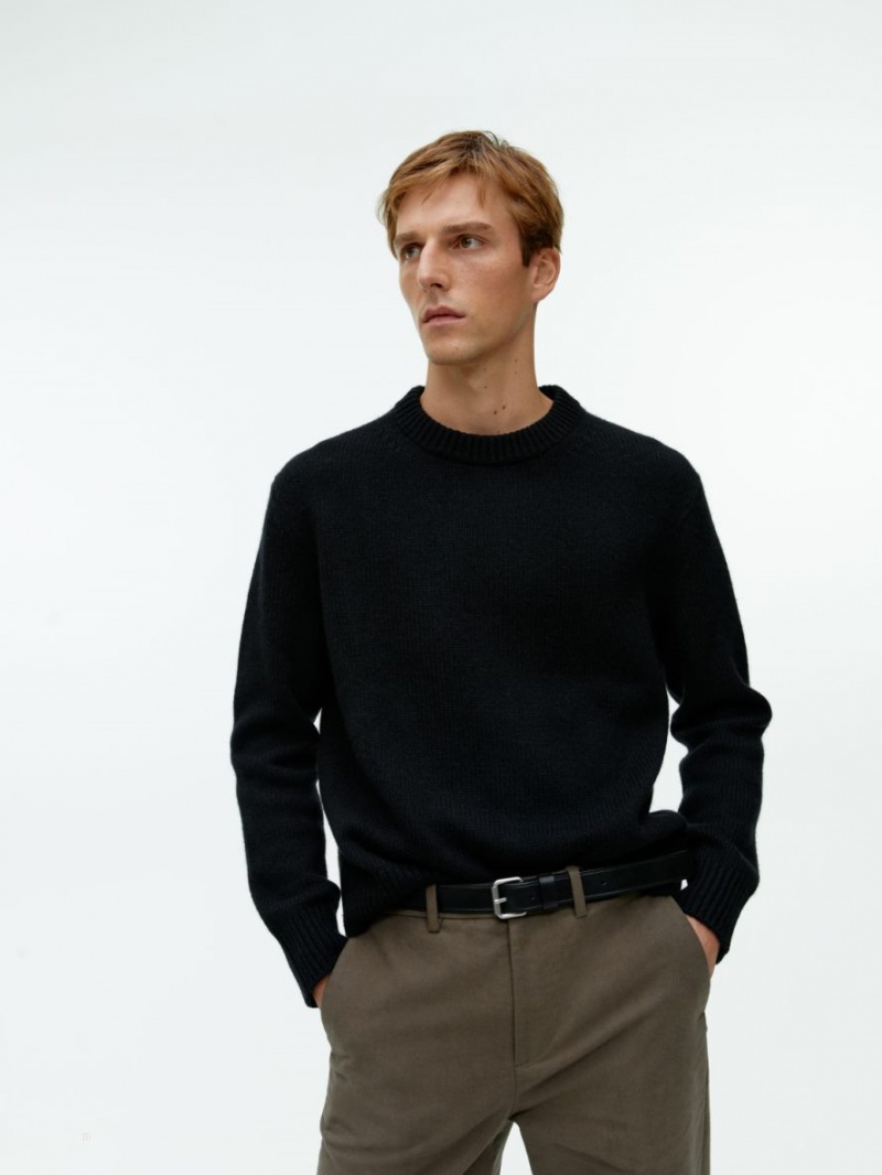 Pulover Arket Heavy Knit Lână Barbati Negrii | Romania-MRDP78456