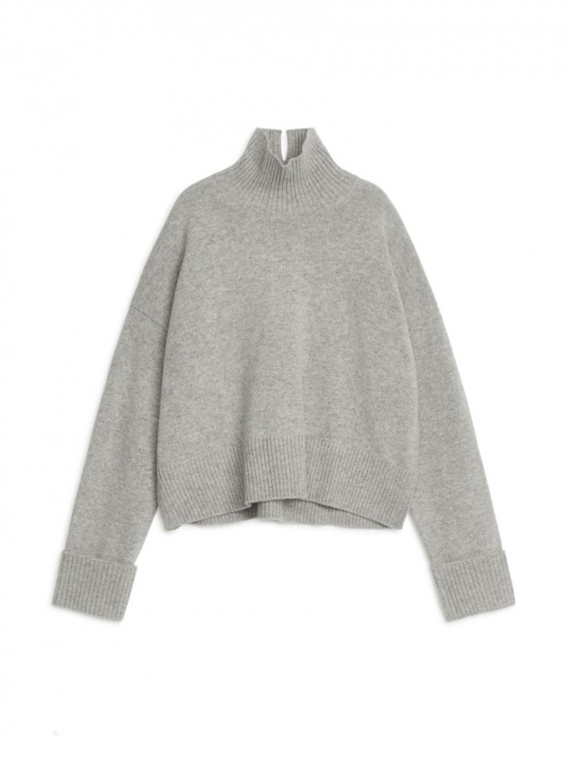 Pulover Arket High-Neck Lână Dama Gri | Romania-BGXK93460