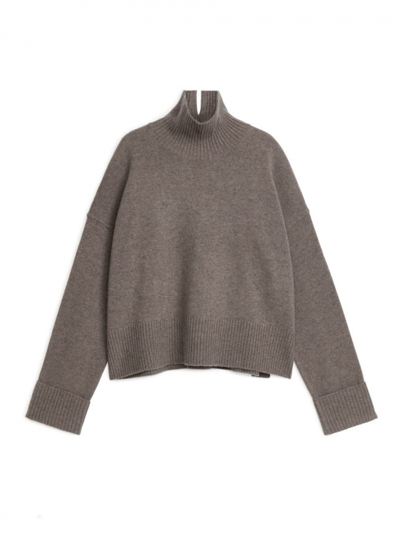 Pulover Arket High-Neck Lână Dama Maro | Romania-FITH81563