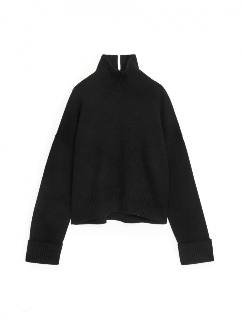 Pulover Arket High-Neck Lână Dama Negrii | Romania-BWNE02631