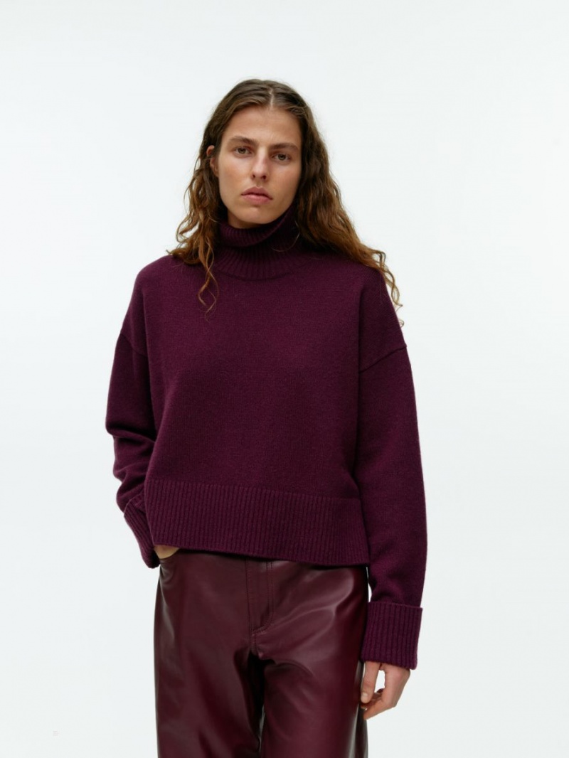 Pulover Arket High-Neck Lână Dama Visinii | Romania-FGMY92635