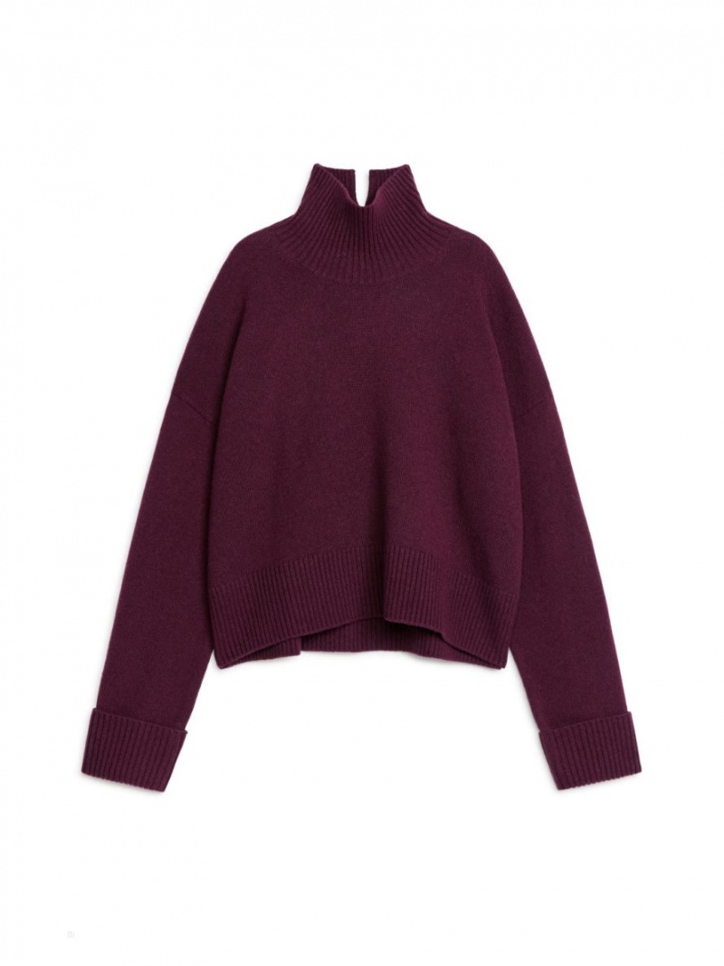 Pulover Arket High-Neck Lână Dama Visinii | Romania-FGMY92635