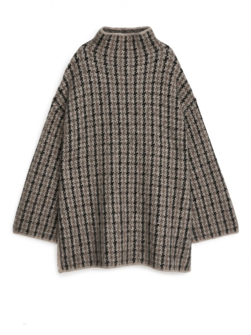 Pulover Arket High-Neck Relaxed Dama Bej Maro | Romania-YTRP37869