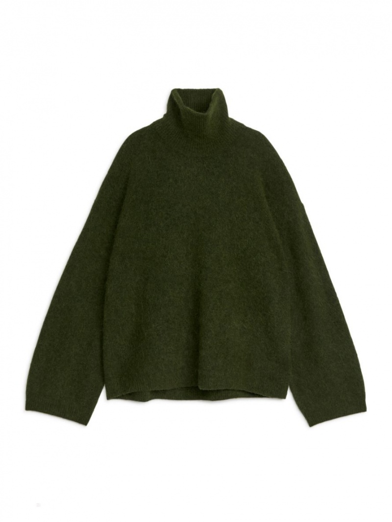 Pulover Arket Lână-Alpaca Roll-Neck Dama Verzi Inchis | Romania-QZEA48605