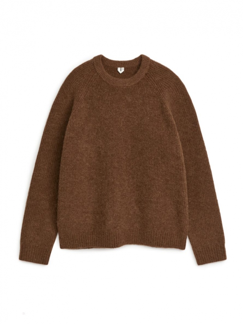 Pulover Arket Lână Alpaca Barbati Maro | Romania-TLAM31524