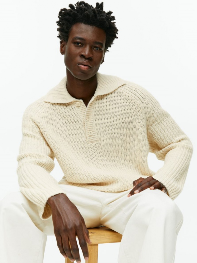 Pulover Arket Lână Polo-Neck Barbati Albi | Romania-XSTC37402