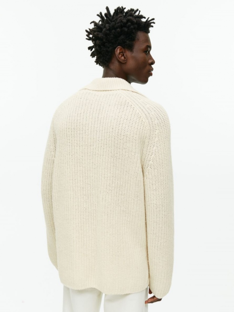 Pulover Arket Lână Polo-Neck Barbati Albi | Romania-XSTC37402