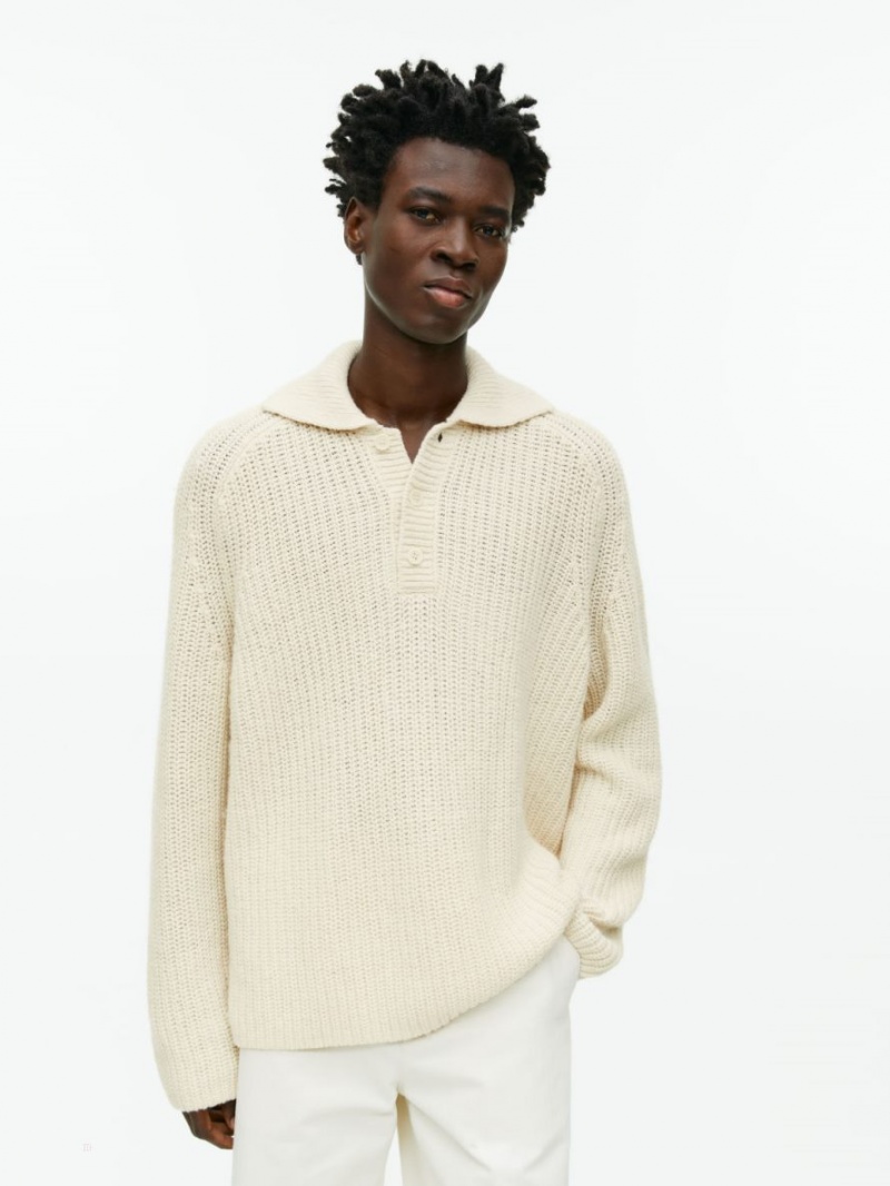 Pulover Arket Lână Polo-Neck Barbati Albi | Romania-XSTC37402