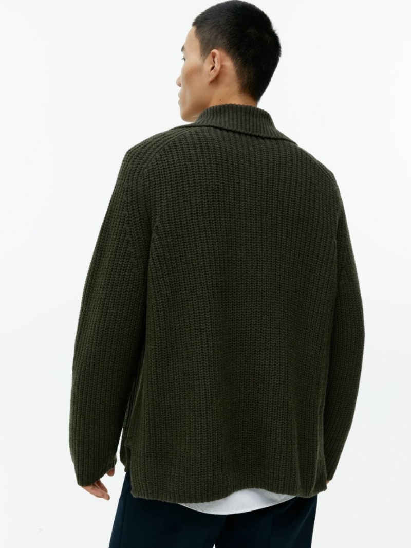 Pulover Arket Lână Polo-Neck Barbati Kaki Inchis | Romania-AFYT67208