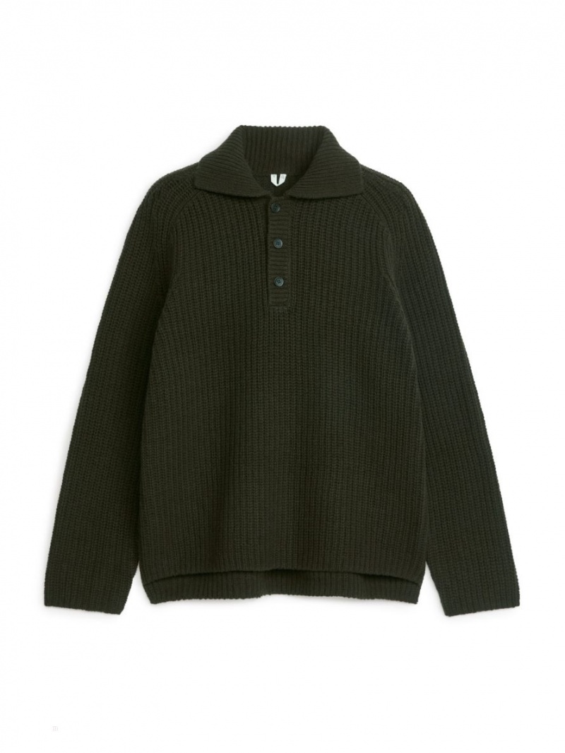 Pulover Arket Lână Polo-Neck Barbati Kaki Inchis | Romania-AFYT67208