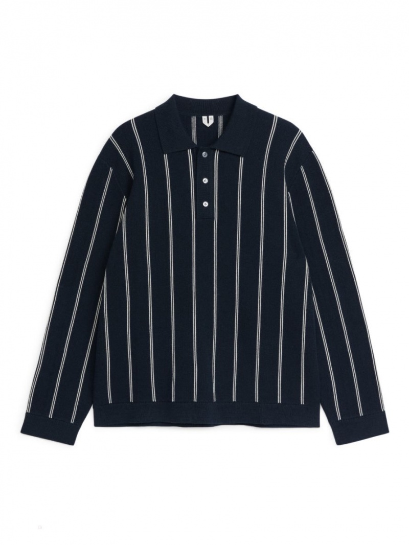 Pulover Arket Lână Polo Barbati Bleumarin | Romania-KUVM65928