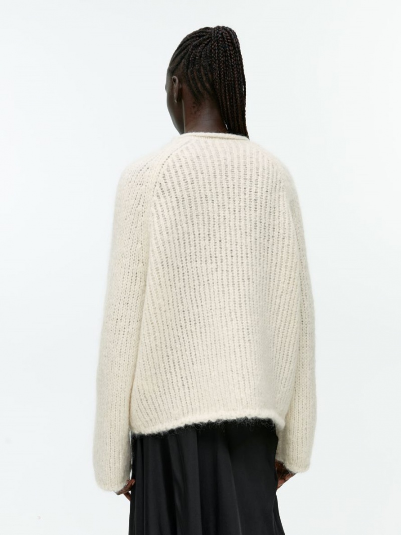 Pulover Arket Loose-Knit Lână-Mohair Dama Albi | Romania-ZTBH50184