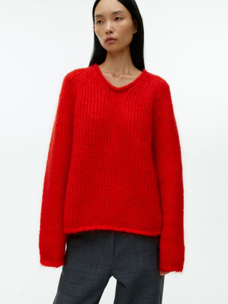 Pulover Arket Loose-Knit Lână-Mohair Dama Rosii | Romania-FCNG02148