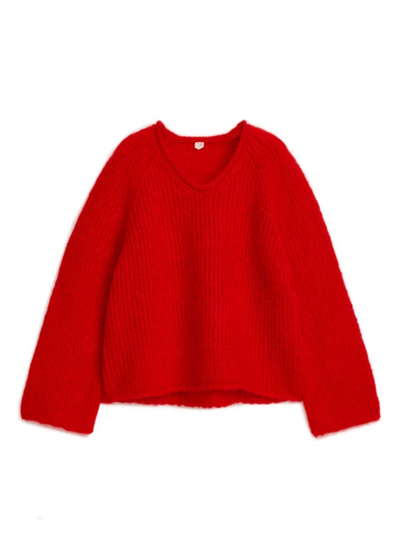 Pulover Arket Loose-Knit Lână-Mohair Dama Rosii | Romania-FCNG02148