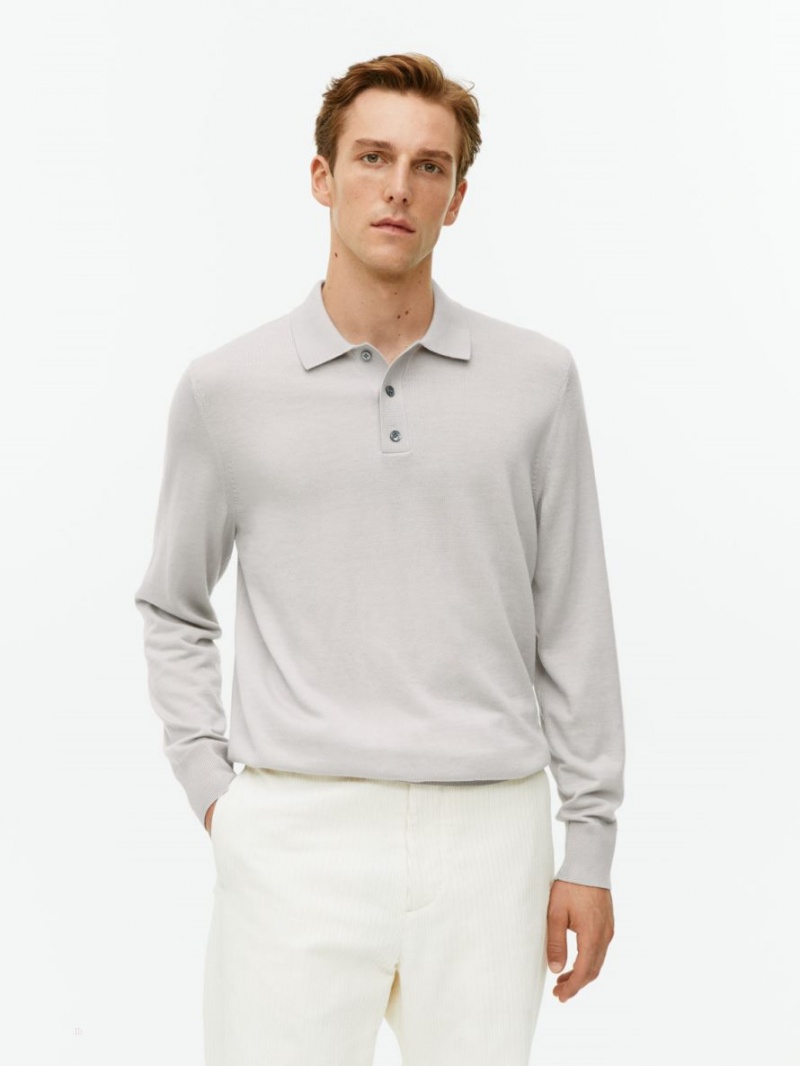 Pulover Arket Merino Polo Barbati Gri | Romania-XTAU23096