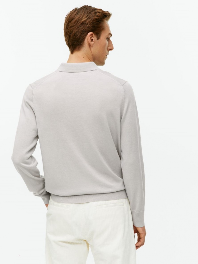 Pulover Arket Merino Polo Barbati Gri | Romania-XTAU23096