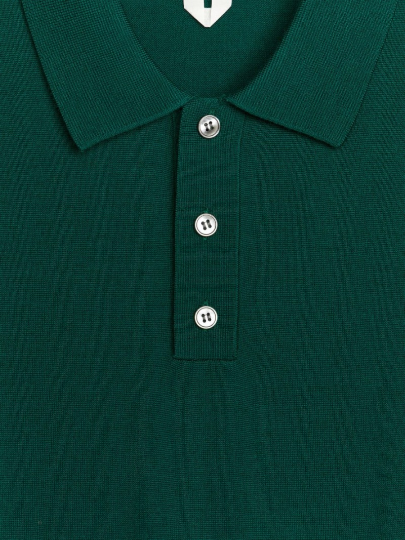 Pulover Arket Merino Polo Barbati Verzi Inchis | Romania-AYEU57104