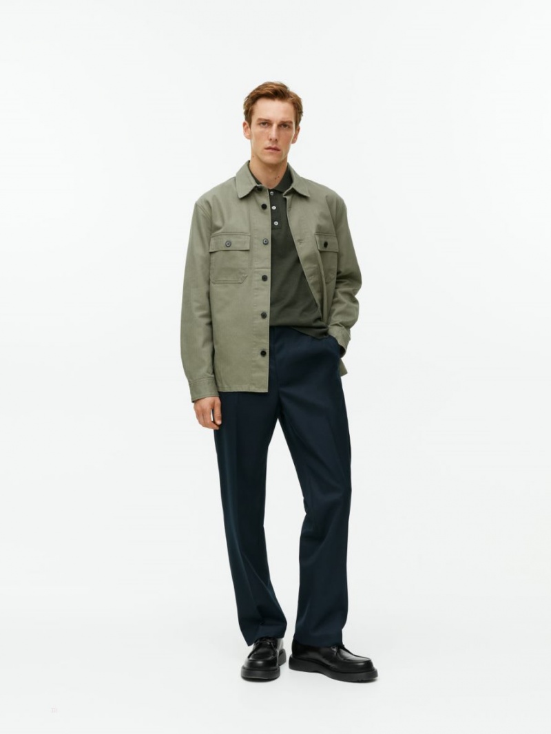 Pulover Arket Merino Polo Barbati Verzi Inchis | Romania-NAKX52301