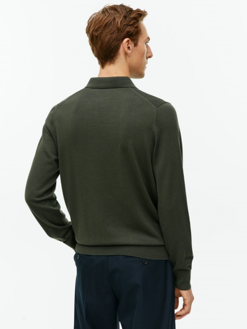 Pulover Arket Merino Polo Barbati Verzi Inchis | Romania-NAKX52301