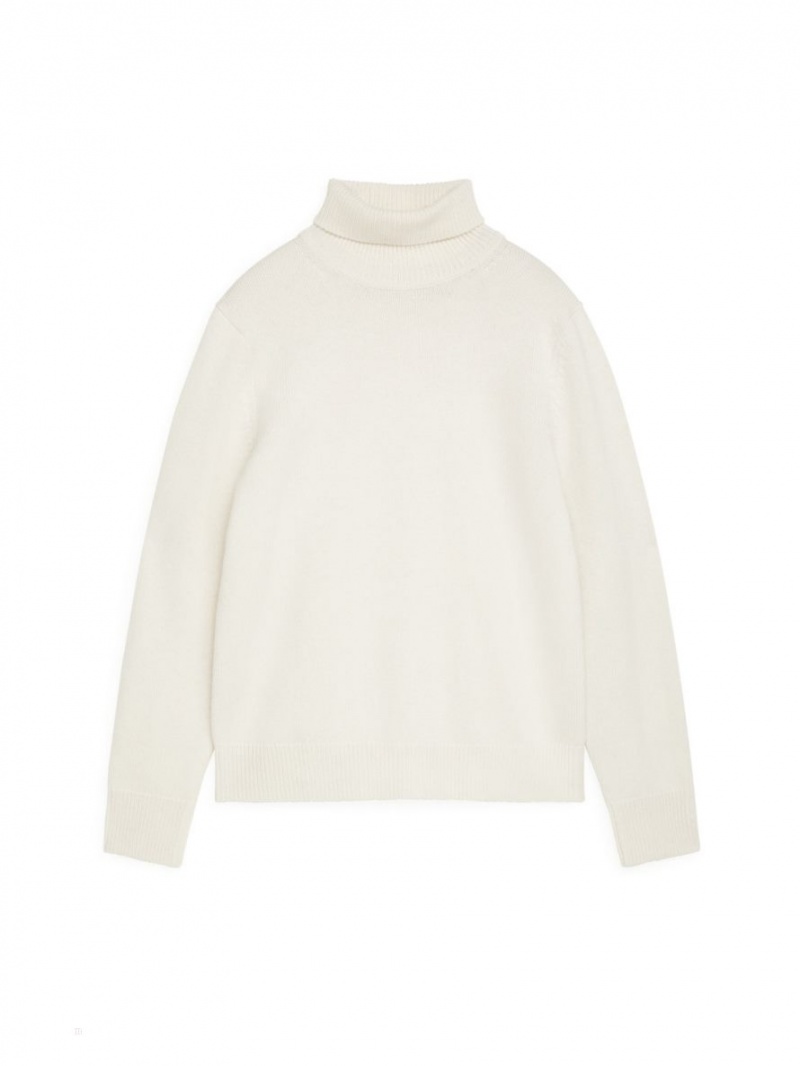 Pulover Arket Merino Roll-Neck Barbati Albi | Romania-BNXI45981