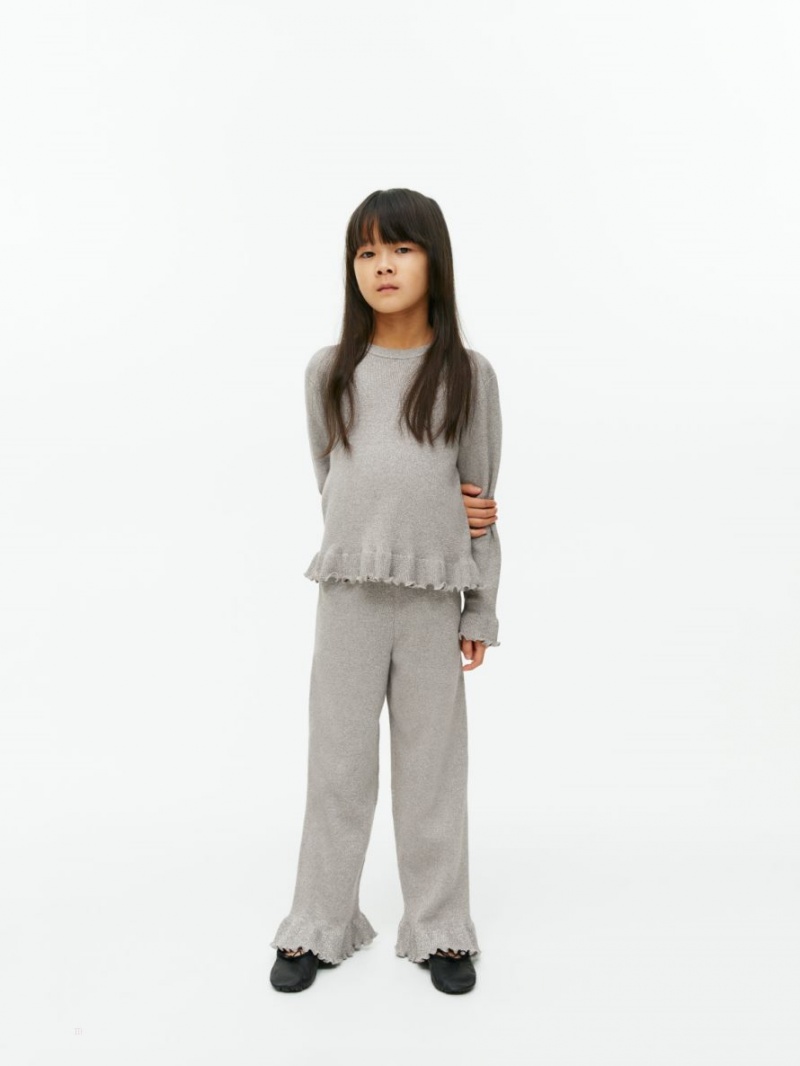 Pulover Arket Metallic Frill Fete Gri | Romania-RNLJ60524