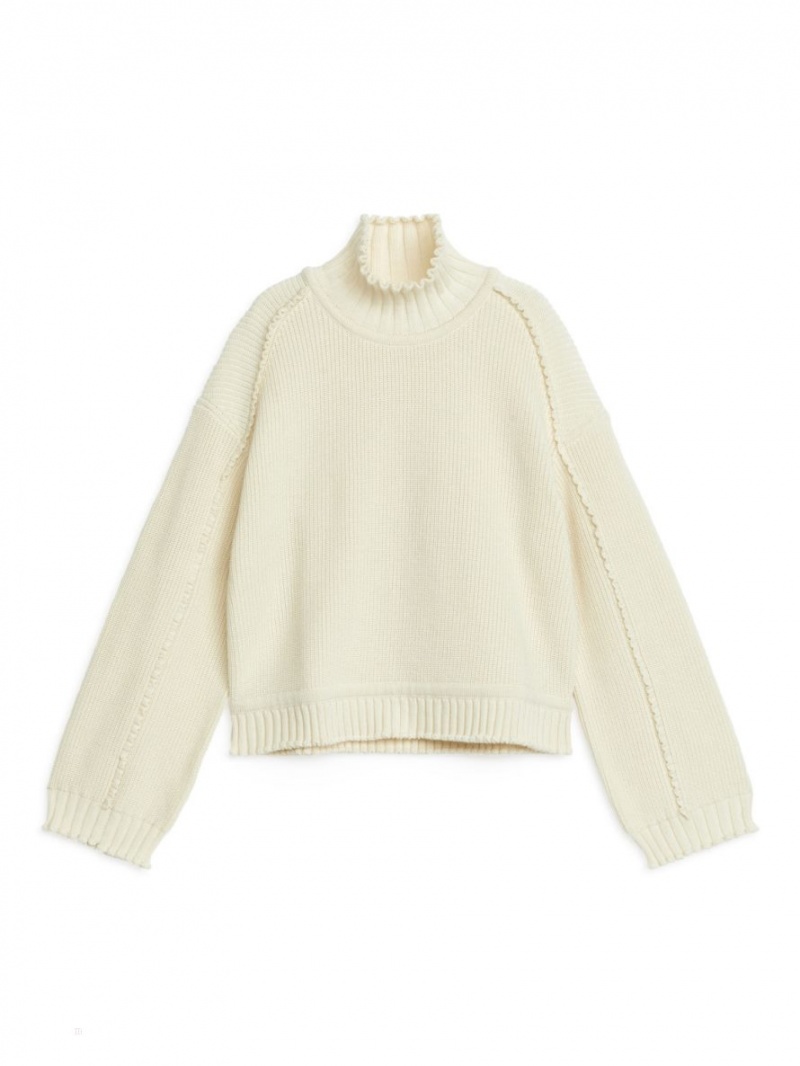 Pulover Arket Mock-Neck Dama Albi | Romania-XWQF09572