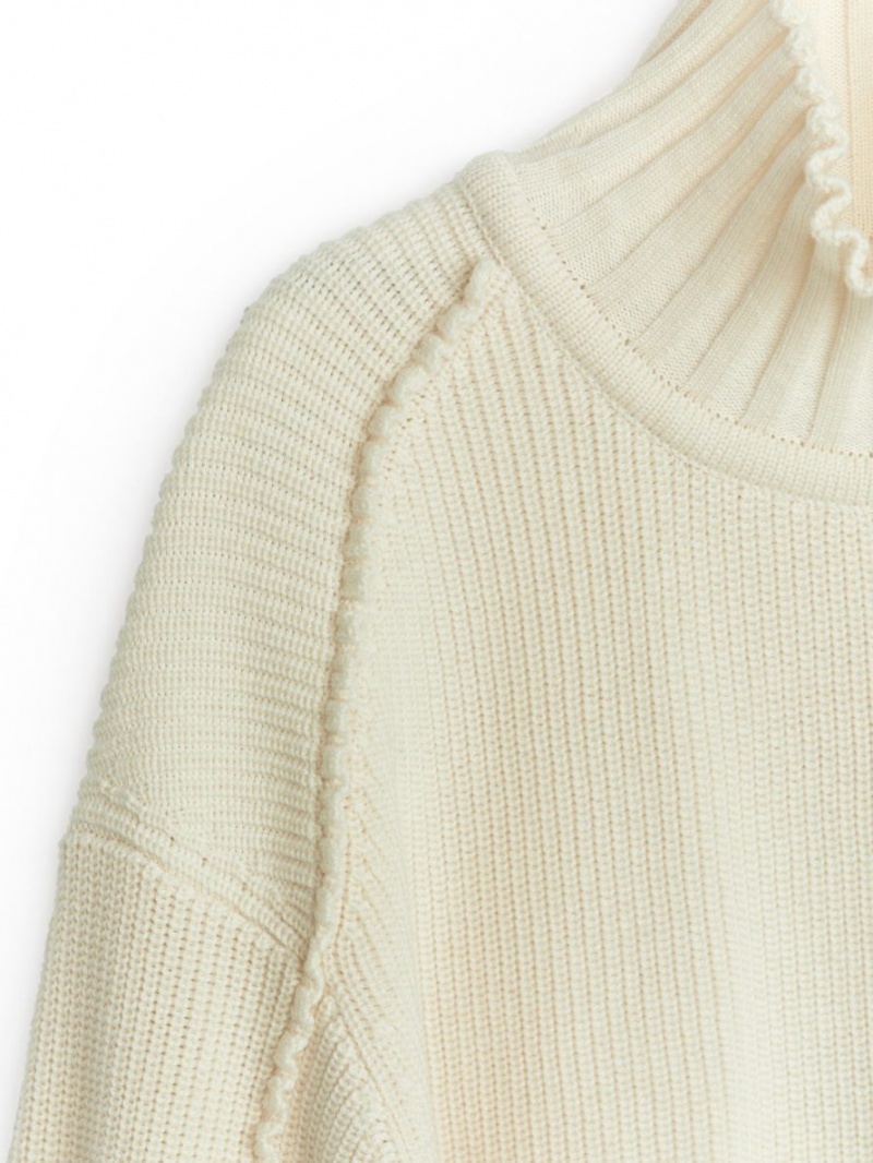 Pulover Arket Mock-Neck Dama Albi | Romania-XWQF09572
