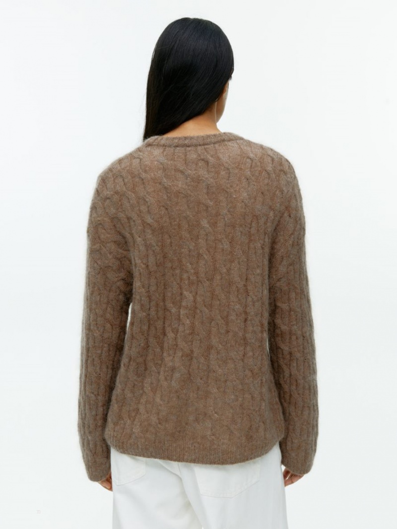 Pulover Arket Mohair Blend Cable Dama Bej Inchis | Romania-JEMF94052