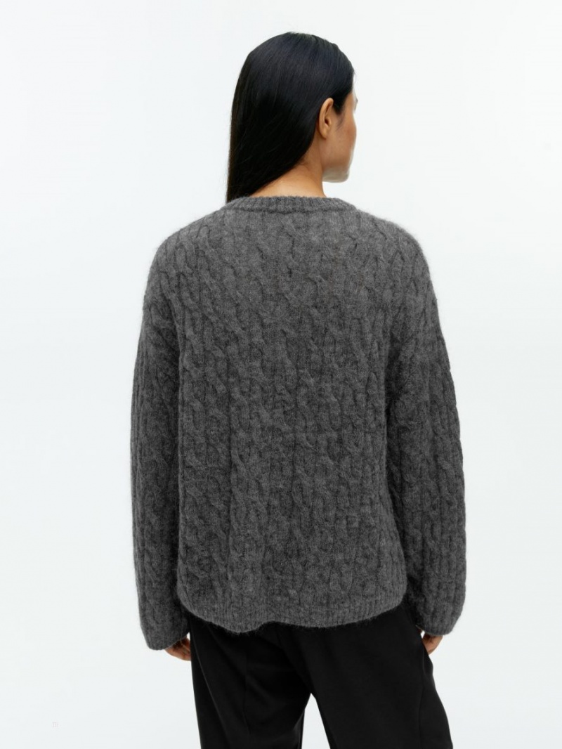 Pulover Arket Mohair Blend Cable Dama Gri Inchis | Romania-KPMC05376