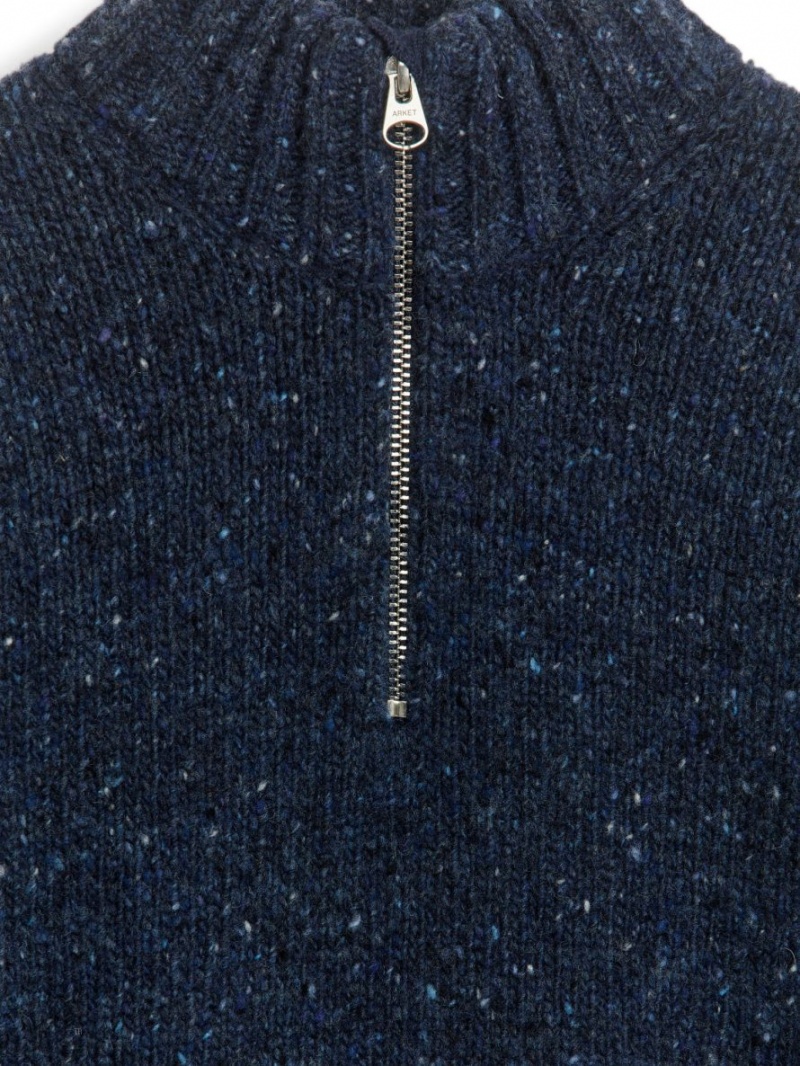 Pulover Arket Neps Half-Zip Baieti Albastri Inchis | Romania-YURC59108