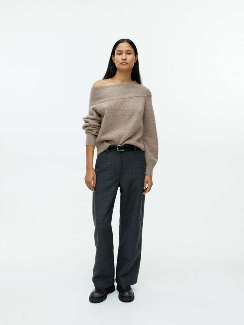Pulover Arket Off-Shoulder Dama Bej | Romania-ZQED41367