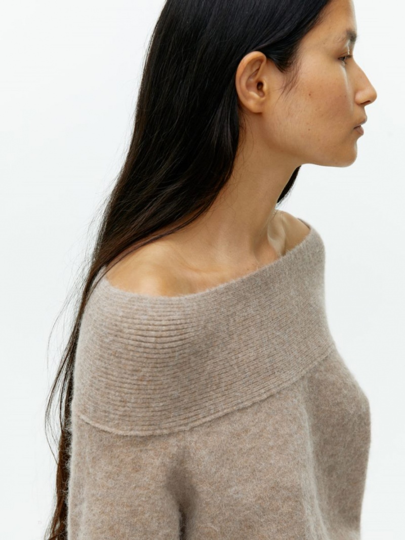 Pulover Arket Off-Shoulder Dama Bej | Romania-ZQED41367