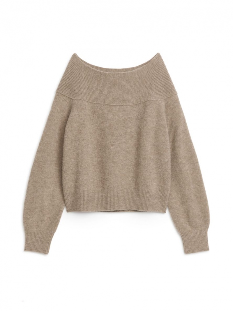 Pulover Arket Off-Shoulder Dama Bej | Romania-ZQED41367