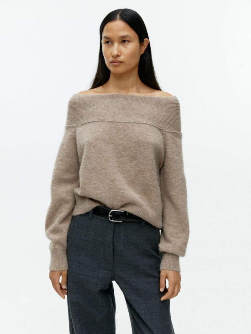 Pulover Arket Off-Shoulder Dama Bej | Romania-ZQED41367