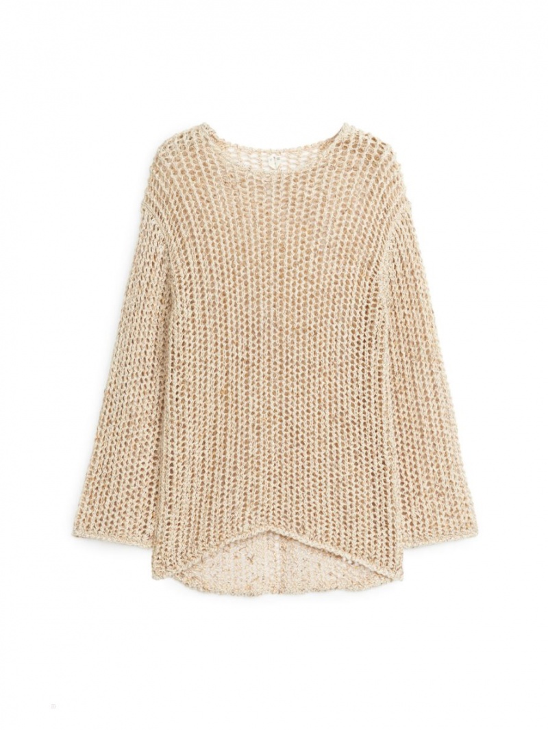 Pulover Arket Open-Knit Dama Bej | Romania-HALT58379
