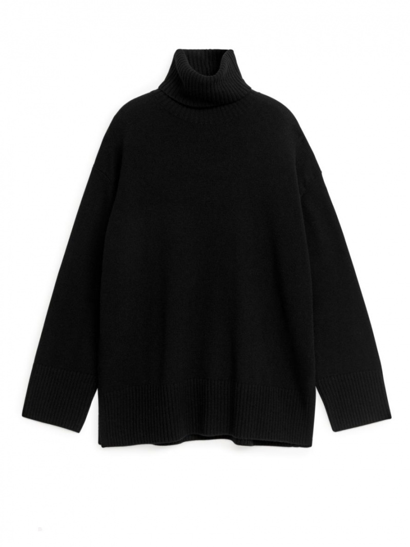 Pulover Arket Oversized Cashmere Roll-Neck Dama Negrii | Romania-CEQS40165