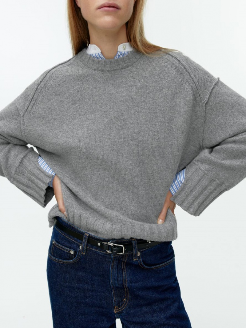 Pulover Arket Oversized Lână Dama Gri | Romania-QKGB83412