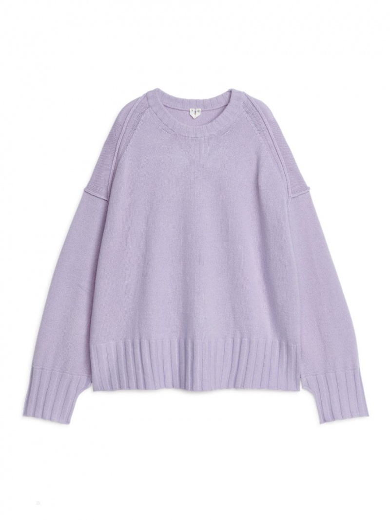 Pulover Arket Oversized Lână Dama Violet | Romania-ANGK54312