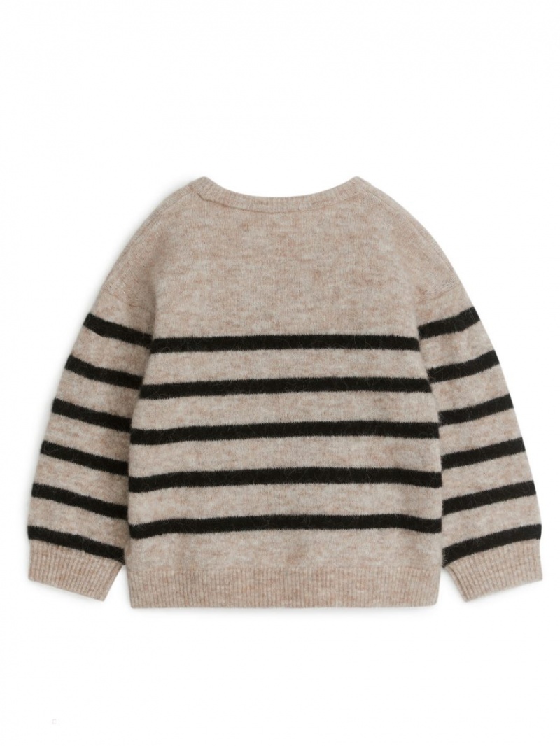 Pulover Arket Relaxed Alpaca Blend Fete Bej Negrii | Romania-NRIJ35961