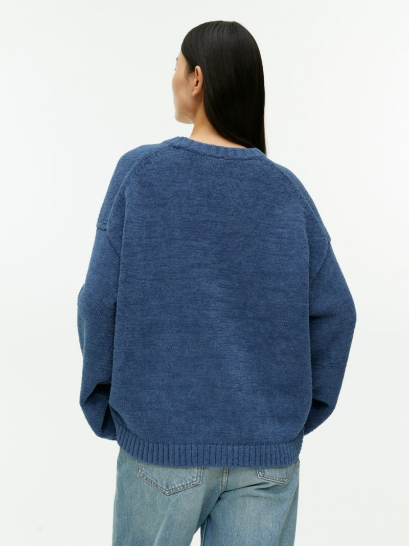 Pulover Arket Relaxed Bumbac Blend Dama Albastri | Romania-CNFU72806