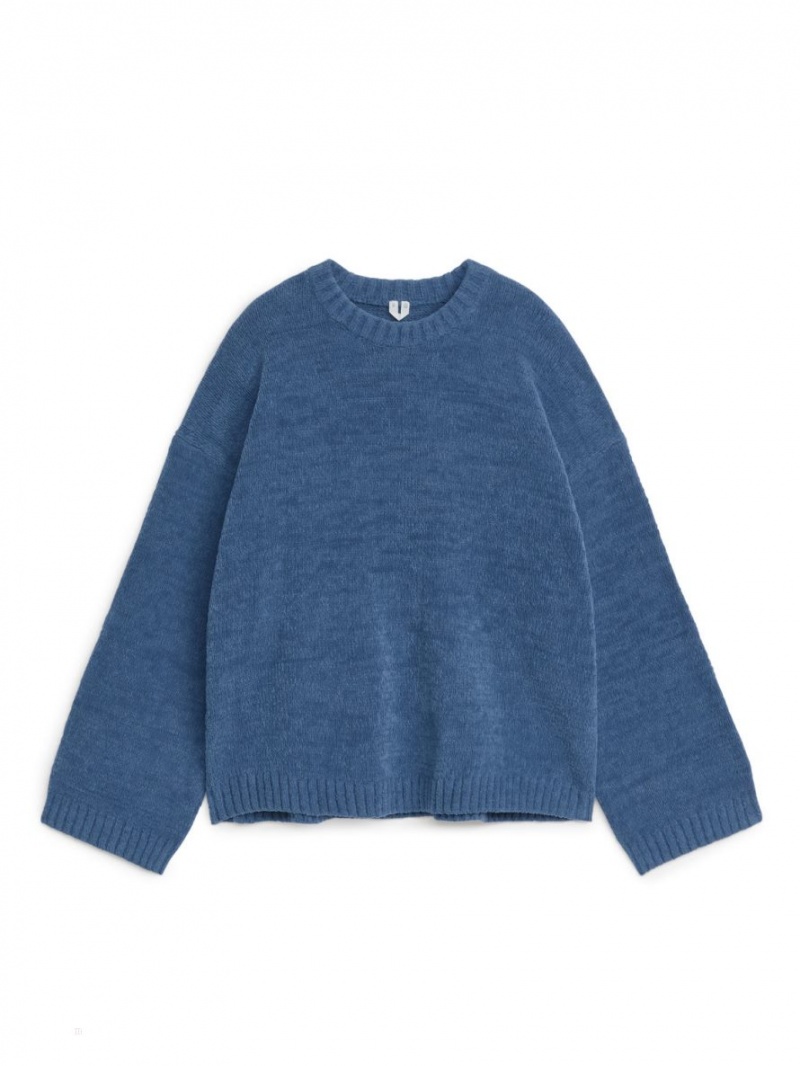 Pulover Arket Relaxed Bumbac Blend Dama Albastri | Romania-CNFU72806