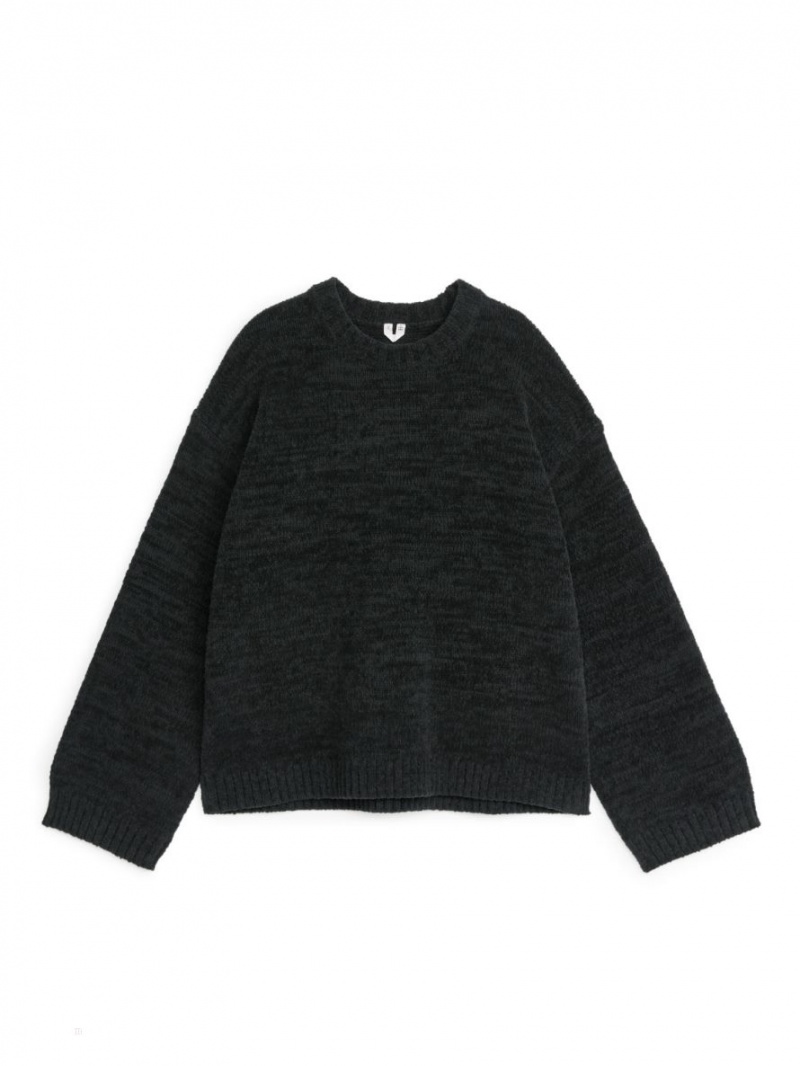 Pulover Arket Relaxed Bumbac Blend Dama Gri Inchis | Romania-HBZO53791