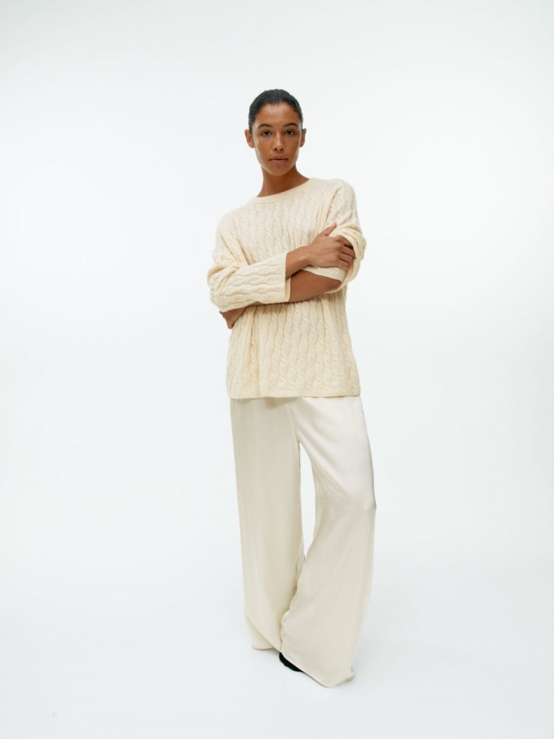 Pulover Arket Relaxed Cable-Knit Dama Bej | Romania-MYKT65891