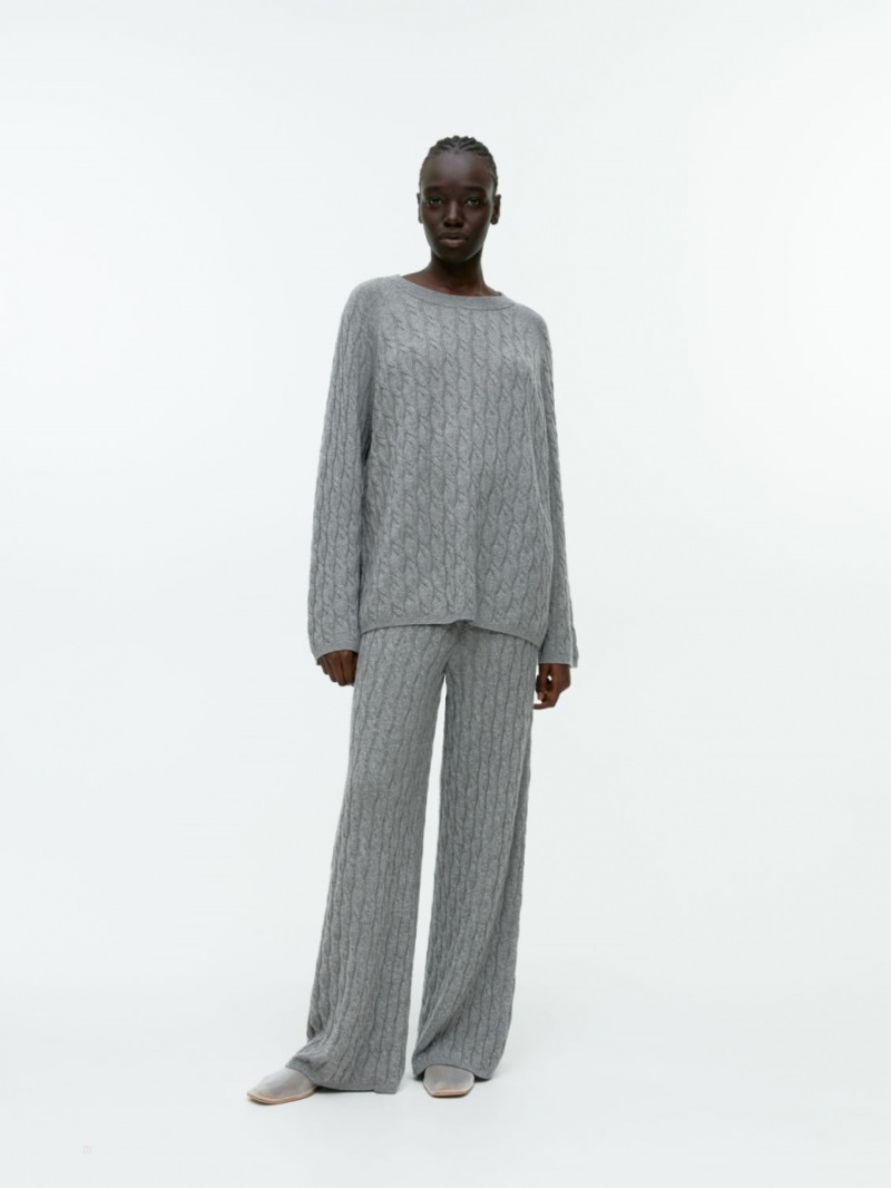 Pulover Arket Relaxed Cable-Knit Dama Gri | Romania-WSNH56127