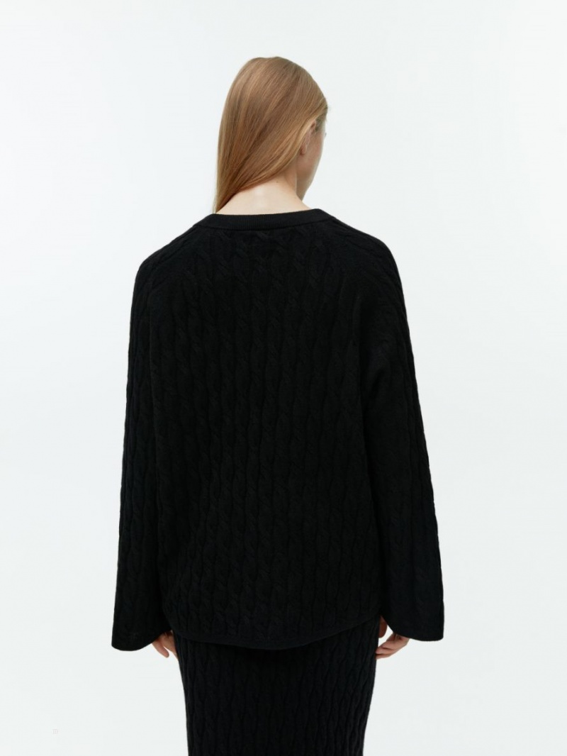 Pulover Arket Relaxed Cable-Knit Dama Negrii | Romania-GSNH49836
