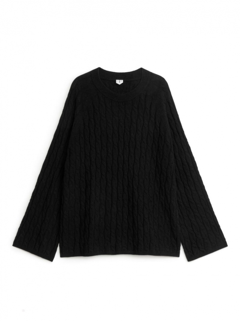 Pulover Arket Relaxed Cable-Knit Dama Negrii | Romania-GSNH49836