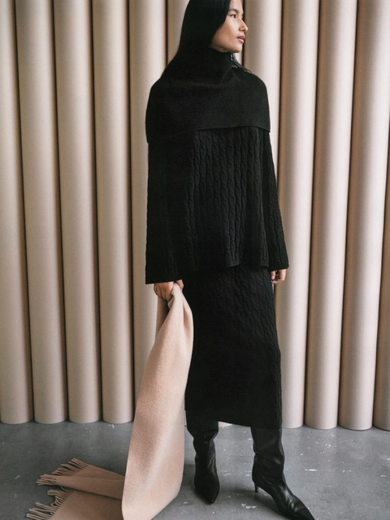 Pulover Arket Relaxed Cable-Knit Dama Negrii | Romania-GSNH49836