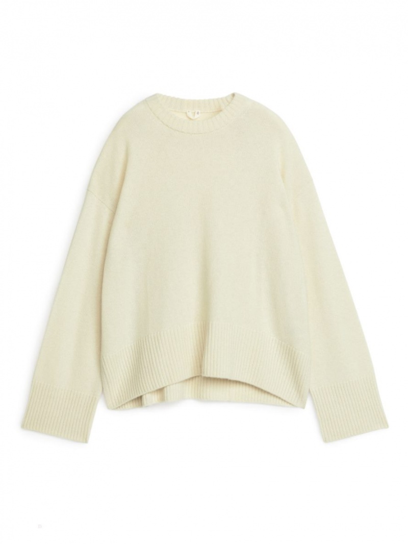 Pulover Arket Relaxed Cashmere Dama Albi | Romania-YSOZ46059